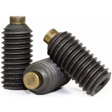 Newport Fasteners Socket Set Screw, Brass Tip, M4-0.7 x 12mm, Alloy Steel, Black Oxide, Hex Socket , 100PK 438480-100